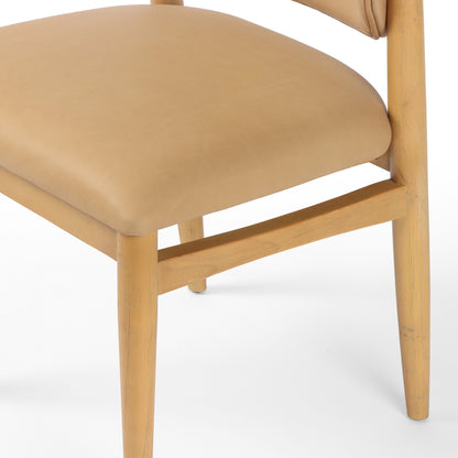 Joren Dining Chair by Four Hands in irving taupe and pecan whitewash. Made from 56% polyester, 44% acrylic, solid nettlewood, 100% polyester in a coastal style.
