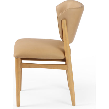 Joren Dining Chair by Four Hands in irving taupe and pecan whitewash. Made from 56% polyester, 44% acrylic, solid nettlewood, 100% polyester in a coastal style.
