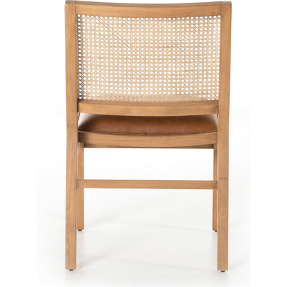 Sage Dining Chair by Four Hands in sierra butterscotch, natural cane, natural beech. Made from faux leather, solid beech, cane in a rustic style.