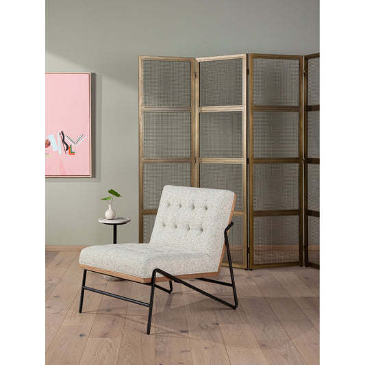 Romy Chair by Four Hands in neutral fleck. Made from 60% polyester, 40% acrylic, solid beech, iron in a modern style.