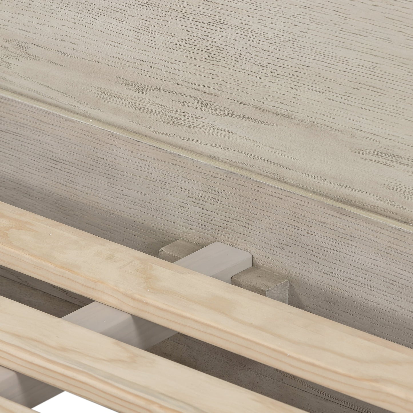 011 SI-1717126 | Closeup | Viggo Bed by Four Hands in vintage white oak, vintage white oak solid and vintage white oak. Made from solid oak, oak veneer in a modern style.