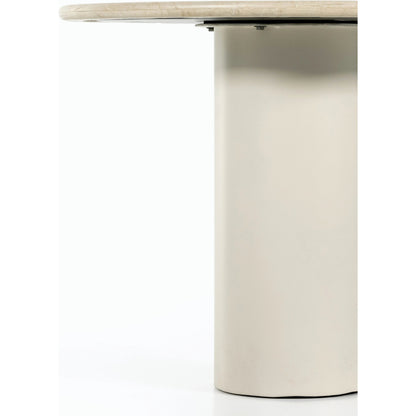 Belle Round Dining Table by Four Hands. Made from solid marble, iron in a modern style.