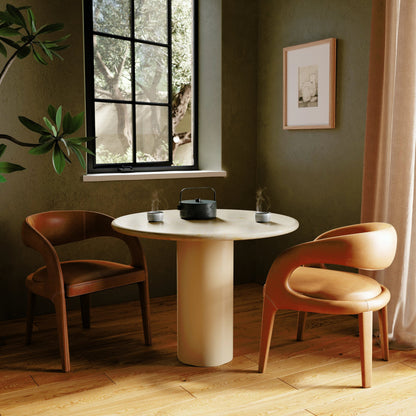 Belle Round Dining Table by Four Hands. Made from solid marble, iron in a modern style.