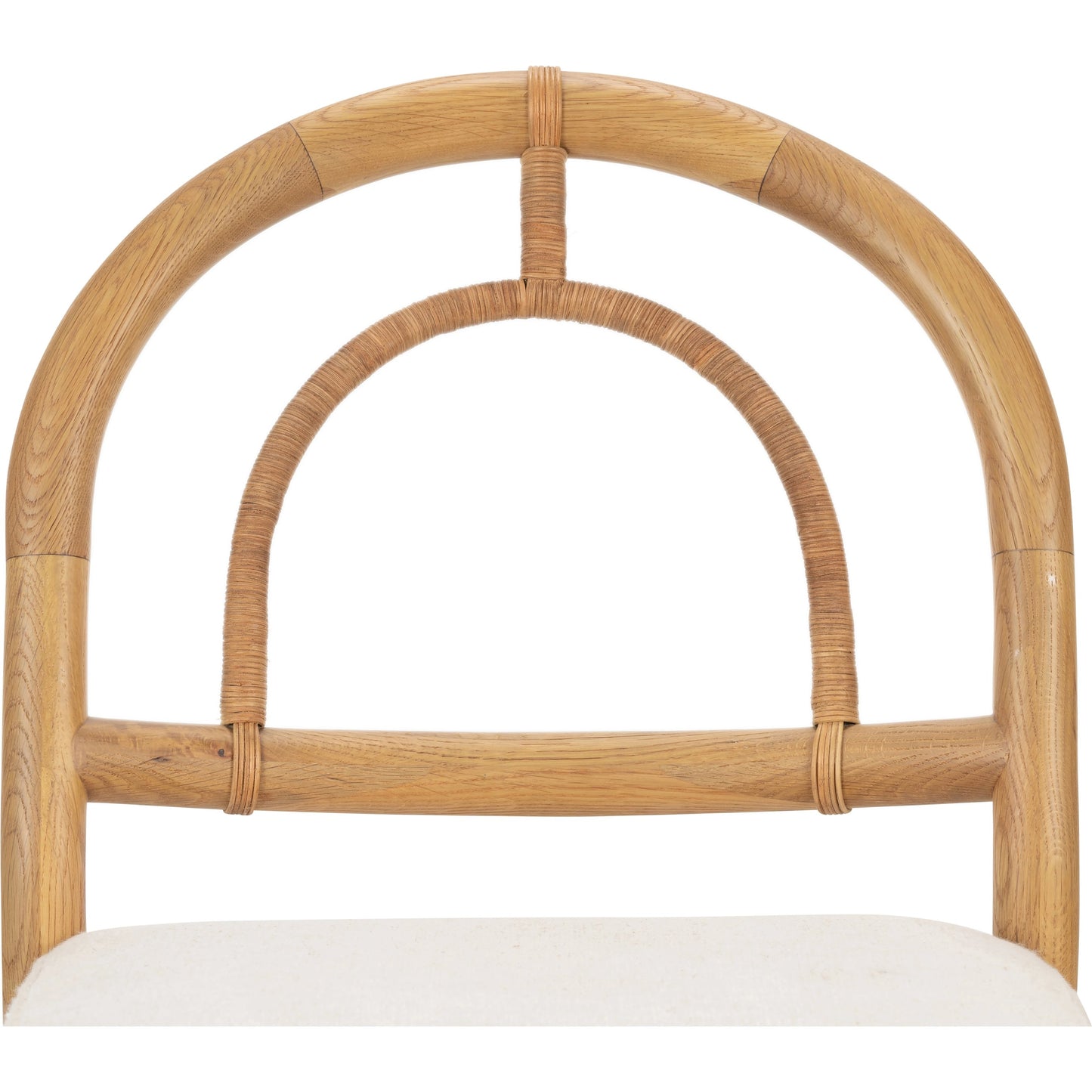 002 SI-1980612 | Additional Silo | Pace Dining Chair by Four Hands in natural cane, dover crescent and burnished oak. Made from 71% viscose (rayon), 17% polyester, 12% flax, linen, solid oak, cane in a coastal style.