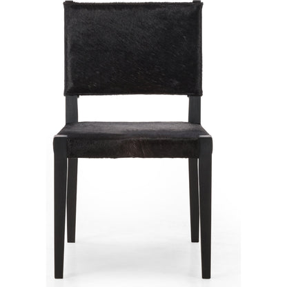 Villa Dining Chair by Four Hands. Made from hair on hide, solid beech, iron in a rustic style.