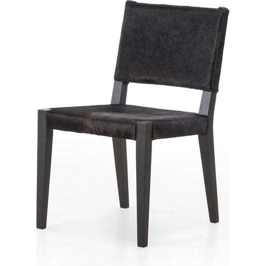 Villa Dining Chair by Four Hands. Made from hair on hide, solid beech, iron in a rustic style.