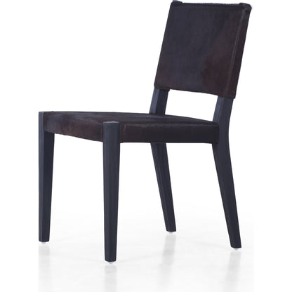 Villa Dining Chair by Four Hands. Made from hair on hide, solid beech, iron in a rustic style.
