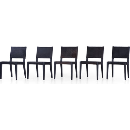 Villa Dining Chair by Four Hands. Made from hair on hide, solid beech, iron in a rustic style.