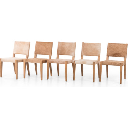 Villa Dining Chair by Four Hands. Made from hair on hide, solid beech, iron in a rustic style.