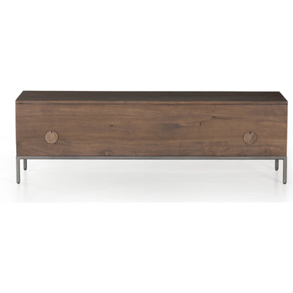 Trey Trunk by Four Hands. Made from solid poplar, top grain leather, iron in a rustic style.