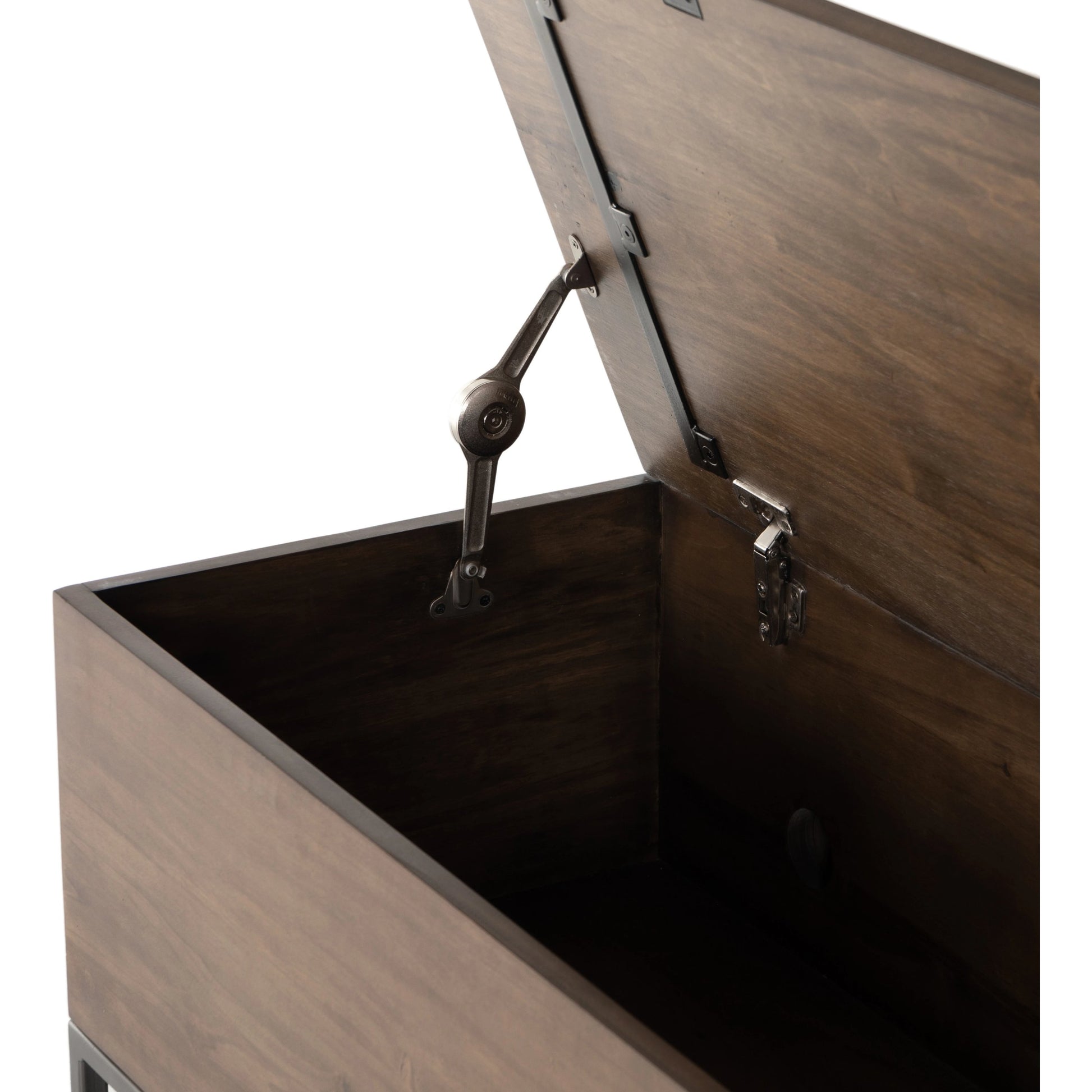 Trey Trunk by Four Hands. Made from solid poplar, top grain leather, iron in a rustic style.