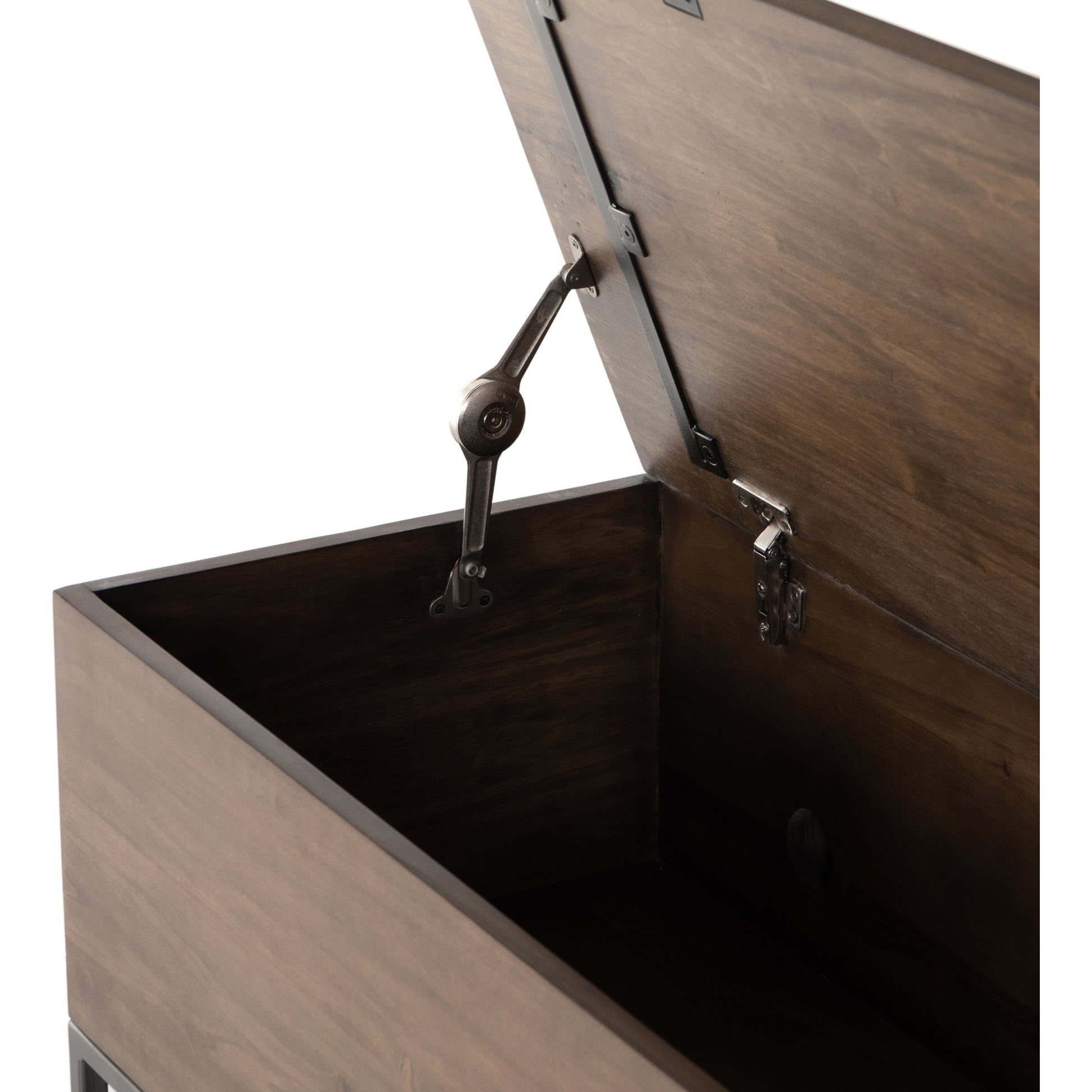 Trey Trunk by Four Hands. Made from solid poplar, top grain leather, iron in a rustic style.