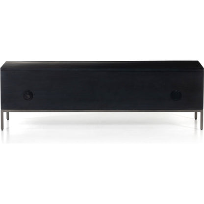 Trey Trunk by Four Hands. Made from solid poplar, top grain leather, iron in a rustic style.