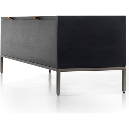 Trey Trunk by Four Hands. Made from solid poplar, top grain leather, iron in a rustic style.
