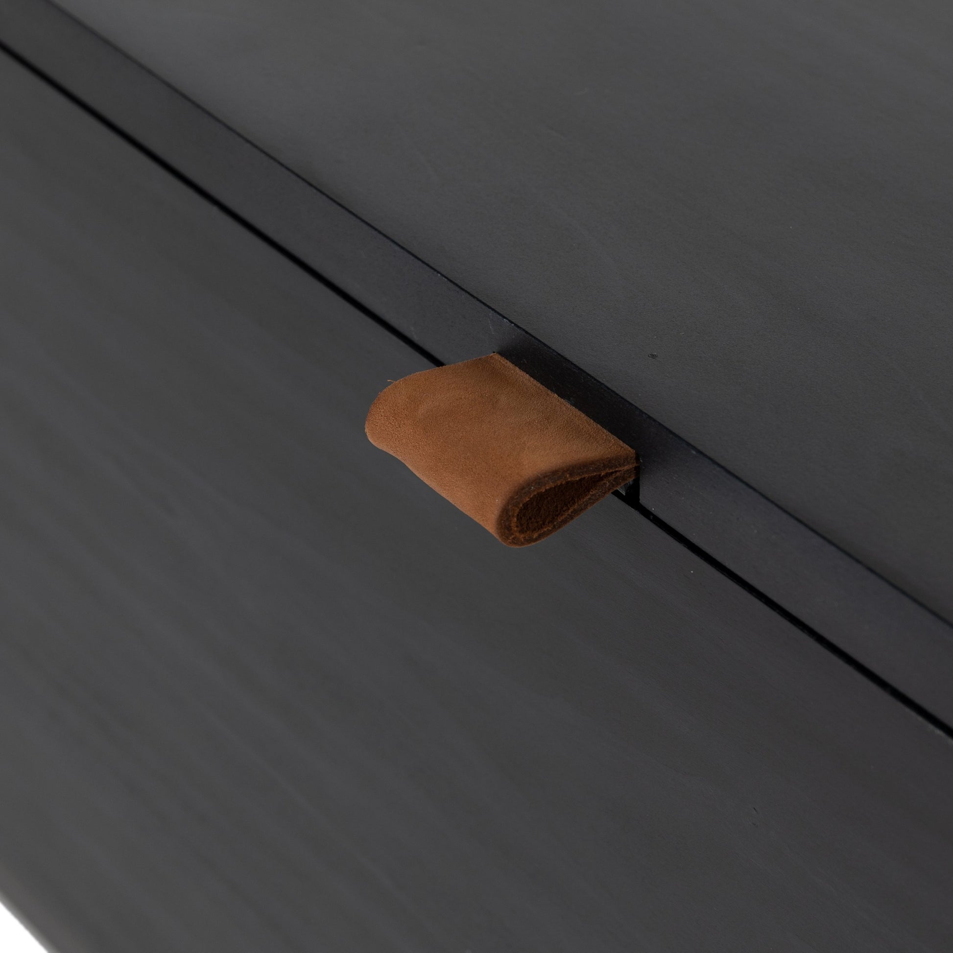Trey Trunk by Four Hands. Made from solid poplar, top grain leather, iron in a rustic style.