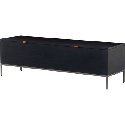 Trey Trunk by Four Hands. Made from solid poplar, top grain leather, iron in a rustic style.