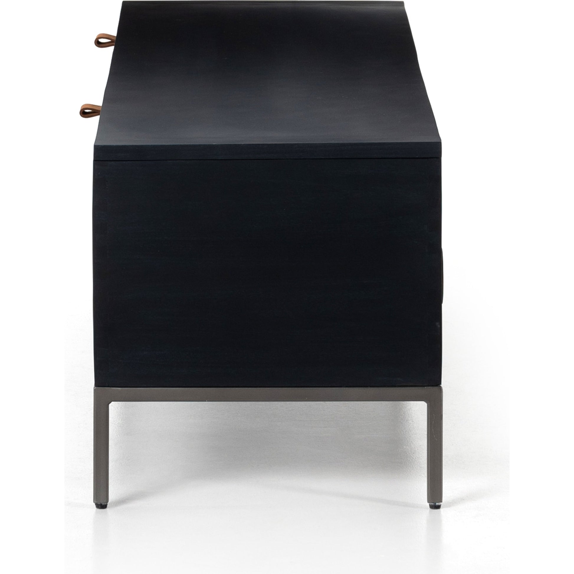 Trey Trunk by Four Hands. Made from solid poplar, top grain leather, iron in a rustic style.