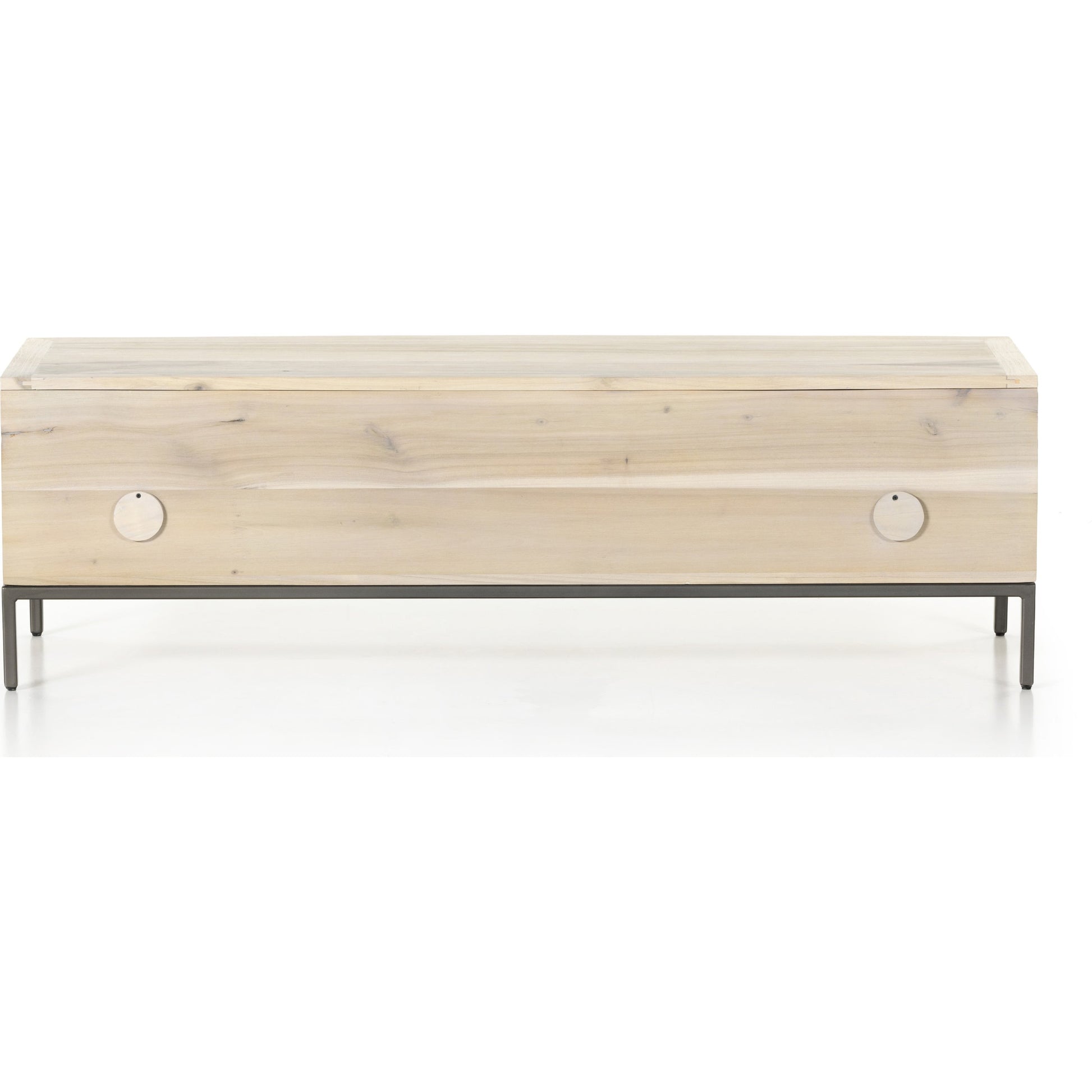Trey Trunk by Four Hands. Made from solid poplar, top grain leather, iron in a rustic style.