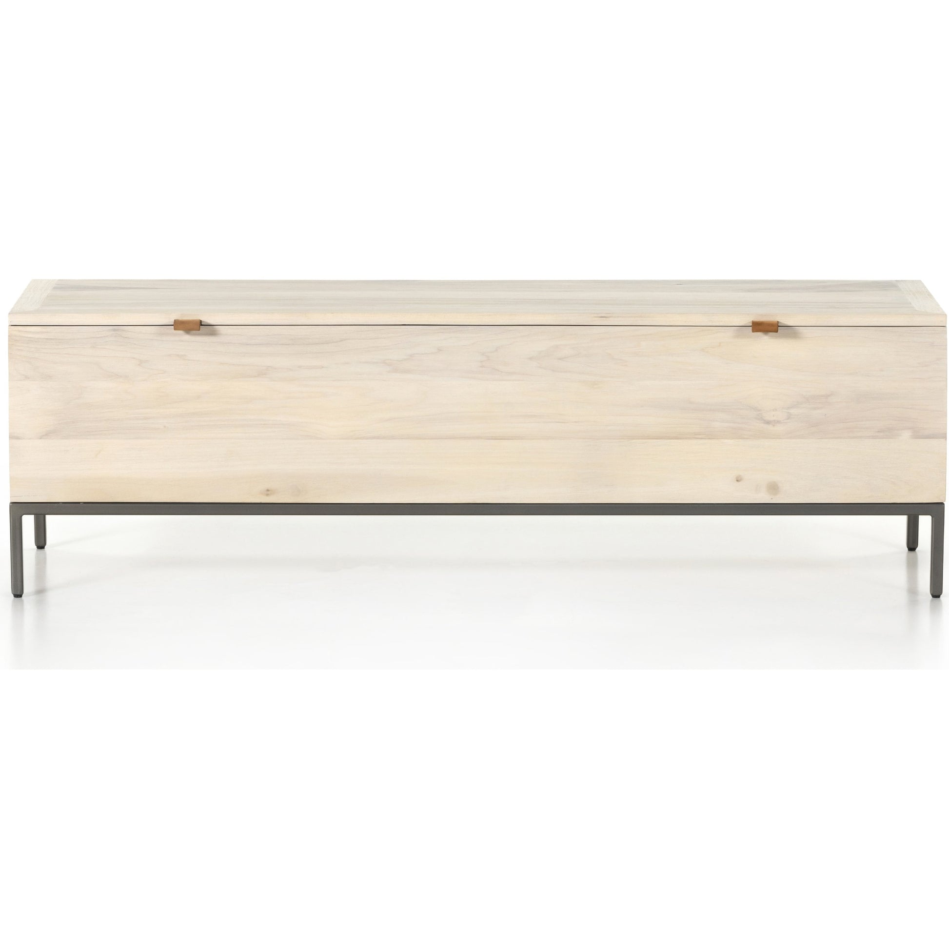 Trey Trunk by Four Hands. Made from solid poplar, top grain leather, iron in a rustic style.