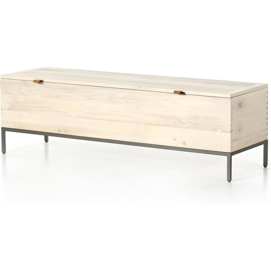Trey Trunk by Four Hands. Made from solid poplar, top grain leather, iron in a rustic style.