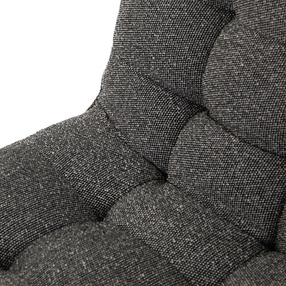 Quinn Desk Chair by Four Hands in polished nickel, dover crescent, chaps saddle and chaps saddle. Made from aluminum, 71% viscose (rayon), 17% polyester, 12% flax, linen, top grain leather in a modern style.