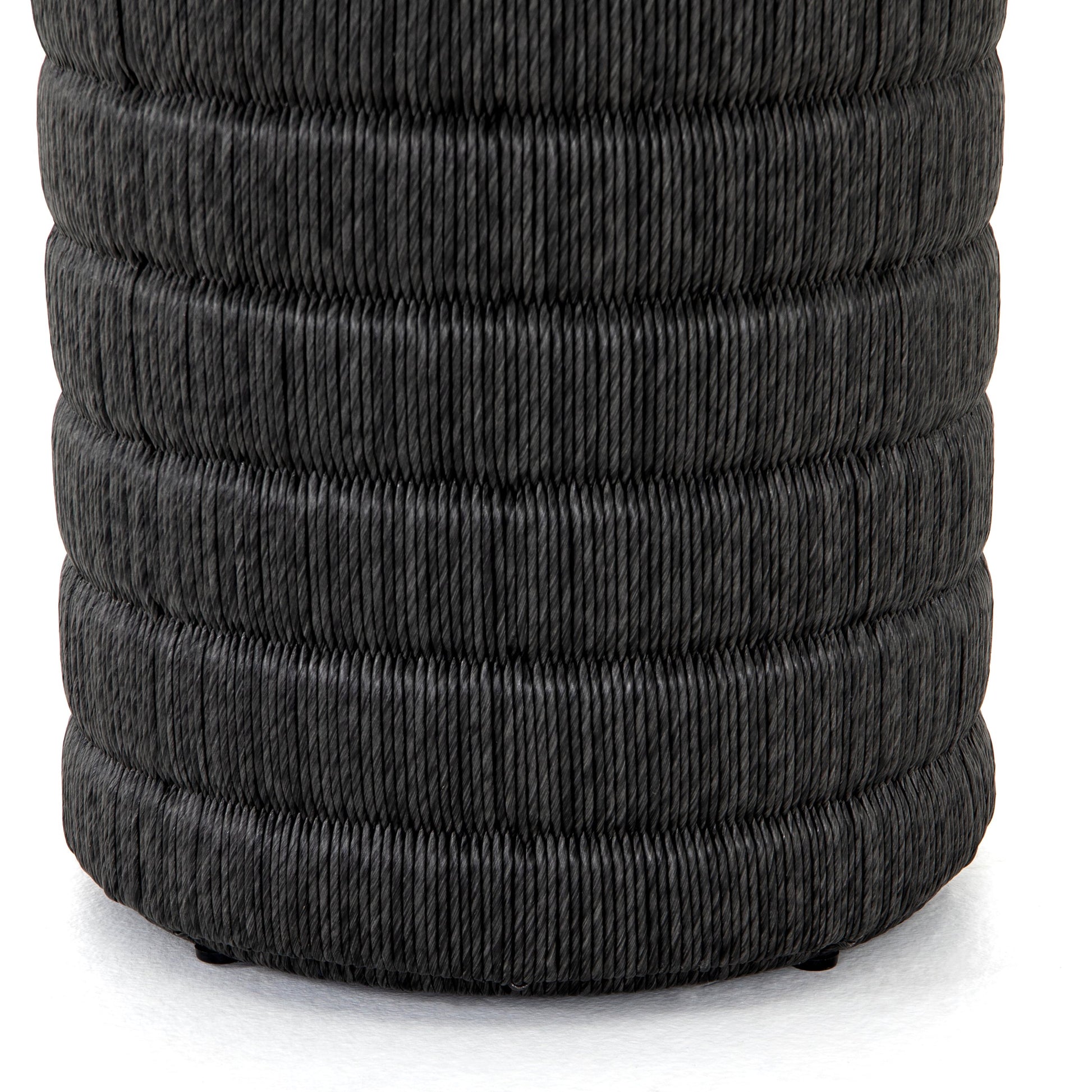 Madura End Table by Four Hands in vintage coal. Made from 100% polyethylene, aluminum in a coastal style.