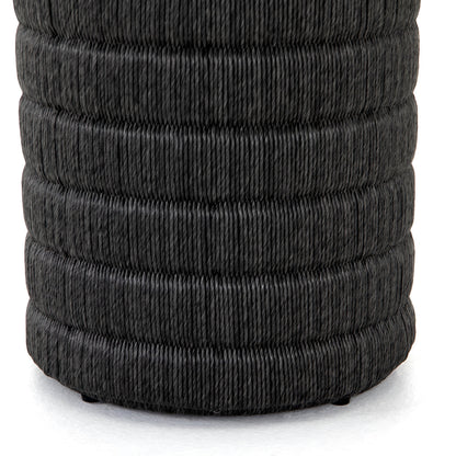 Madura End Table by Four Hands in vintage coal. Made from 100% polyethylene, aluminum in a coastal style.