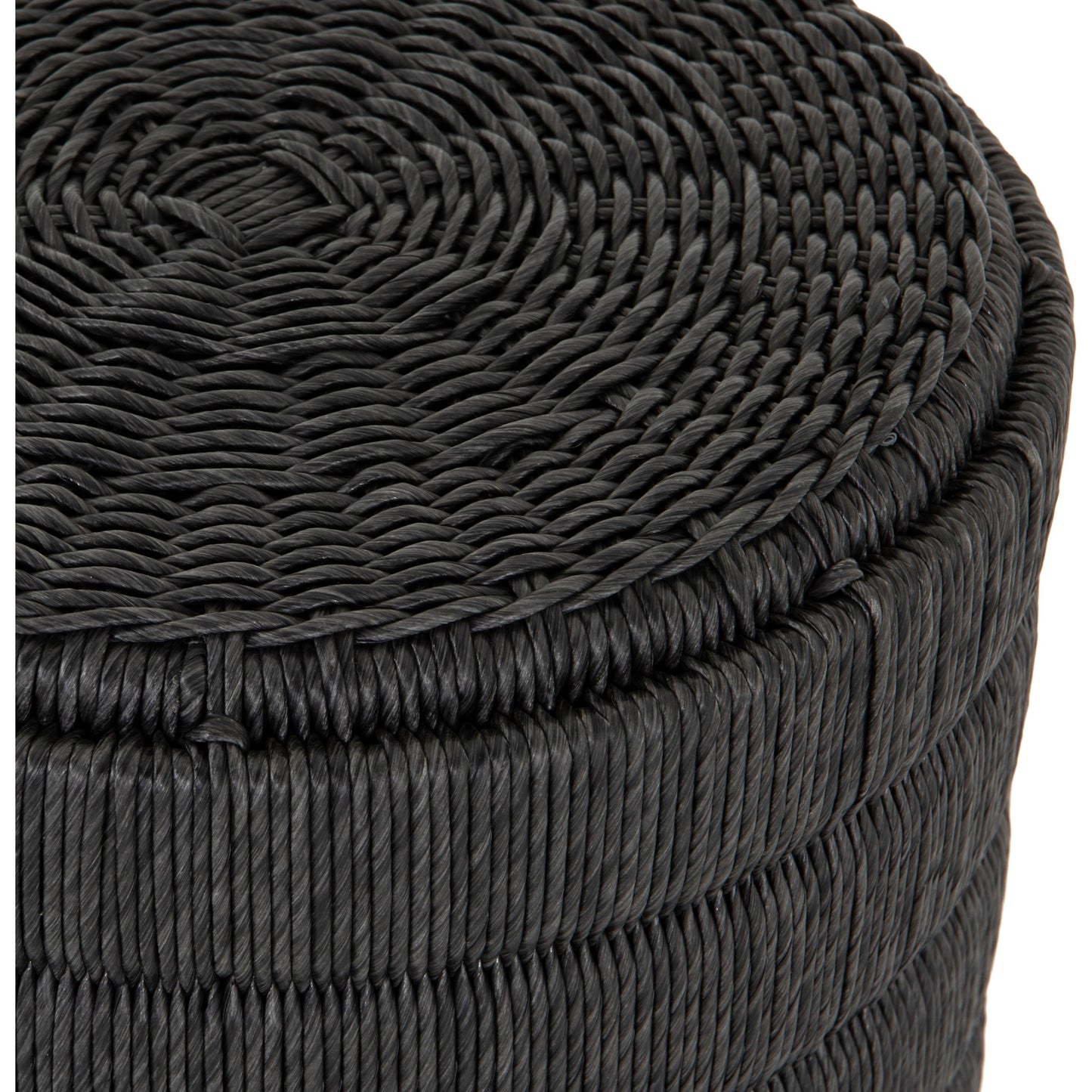 004 SI-1716044 | Closeup | Madura End Table by Four Hands in vintage coal. Made from 100% polyethylene, aluminum in a coastal style.