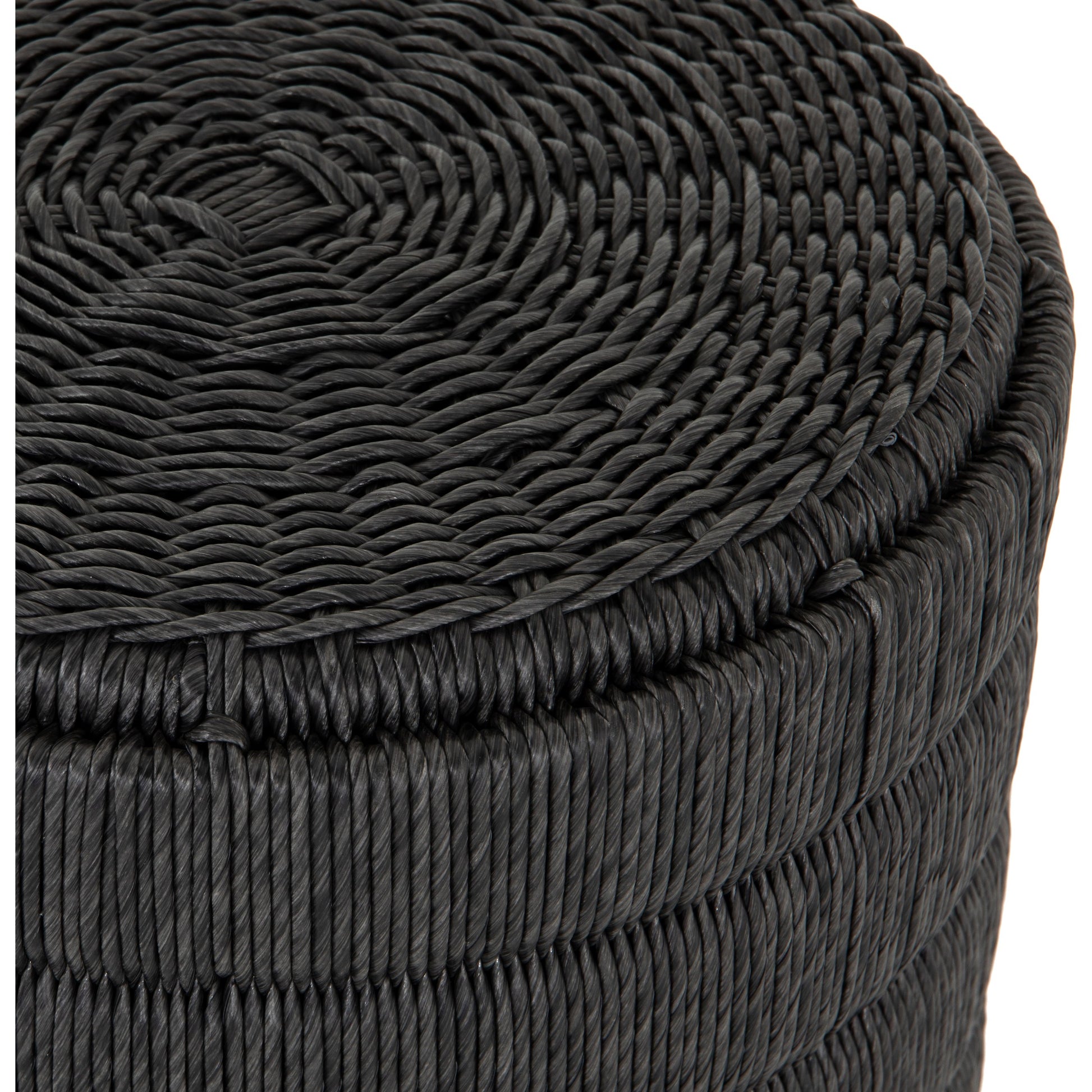 Madura End Table by Four Hands in vintage coal. Made from 100% polyethylene, aluminum in a coastal style.