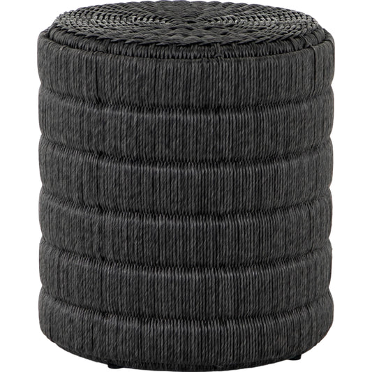 Madura End Table by Four Hands in vintage coal. Made from 100% polyethylene, aluminum in a coastal style.