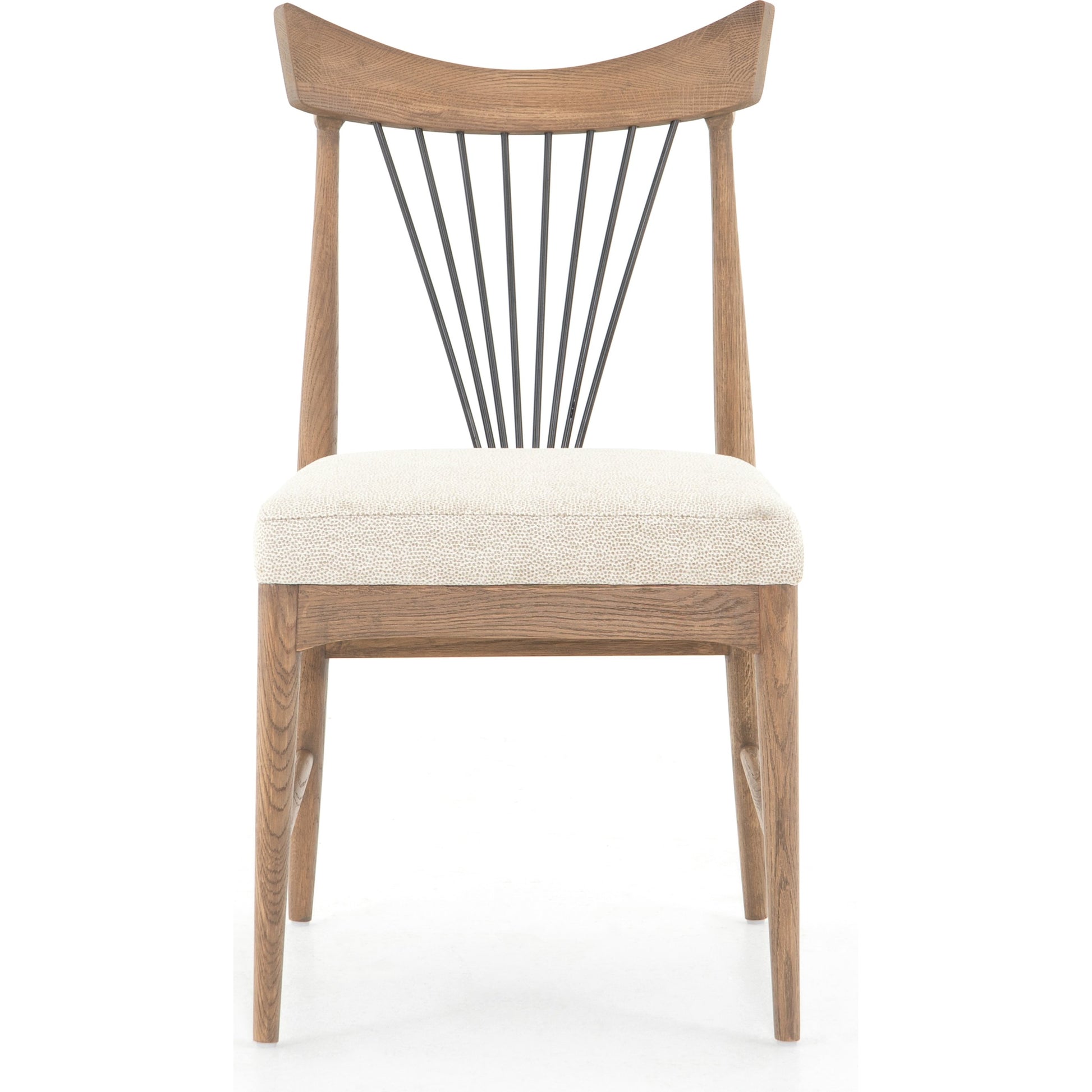 Solene Dining Chair by Four Hands in light honey nettlewood, darren ecru. Made from 70% viscose (rayon), 30% polyester, solid nettlewood, iron in a eclectic & global style.