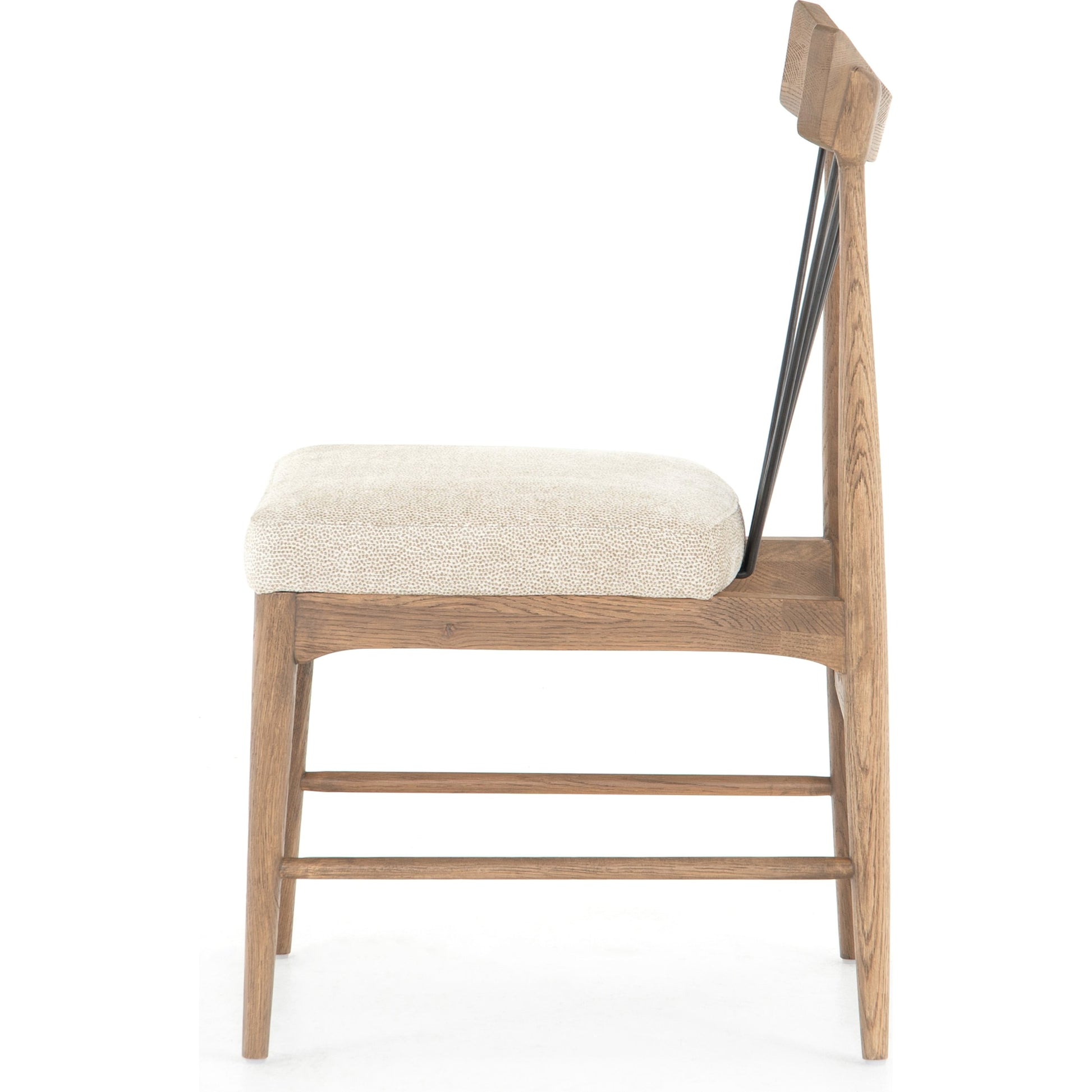 Solene Dining Chair by Four Hands in light honey nettlewood, darren ecru. Made from 70% viscose (rayon), 30% polyester, solid nettlewood, iron in a eclectic & global style.