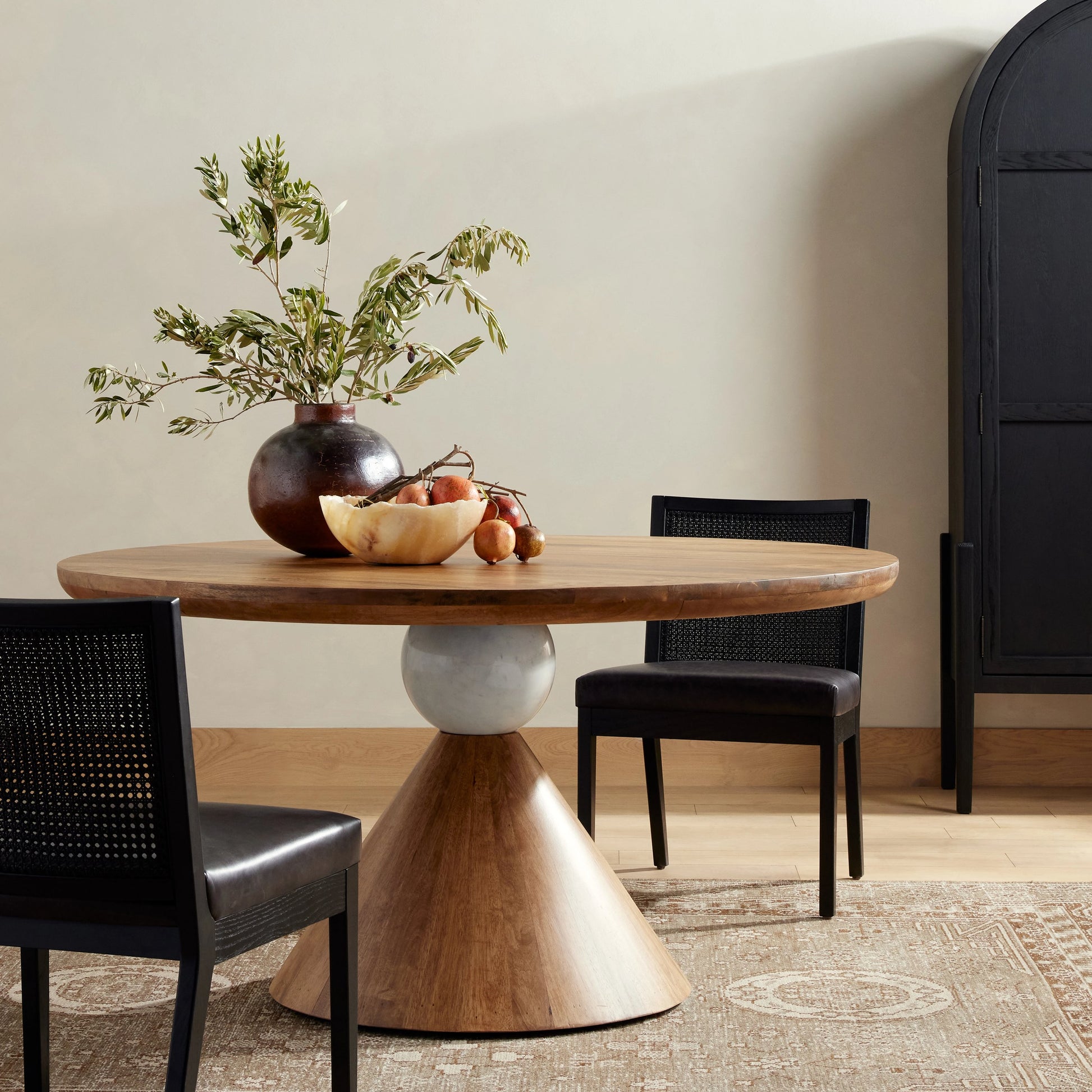 Bibianna Dining Table by Four Hands. Made from solid parawood, solid marble in a modern style.