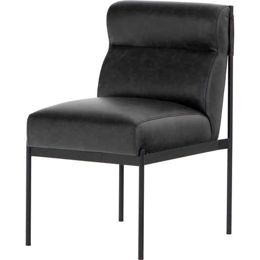 Klein Dining Chair by Four Hands in sonoma black. Made from top grain leather, iron, 100% polyester in a modern style.