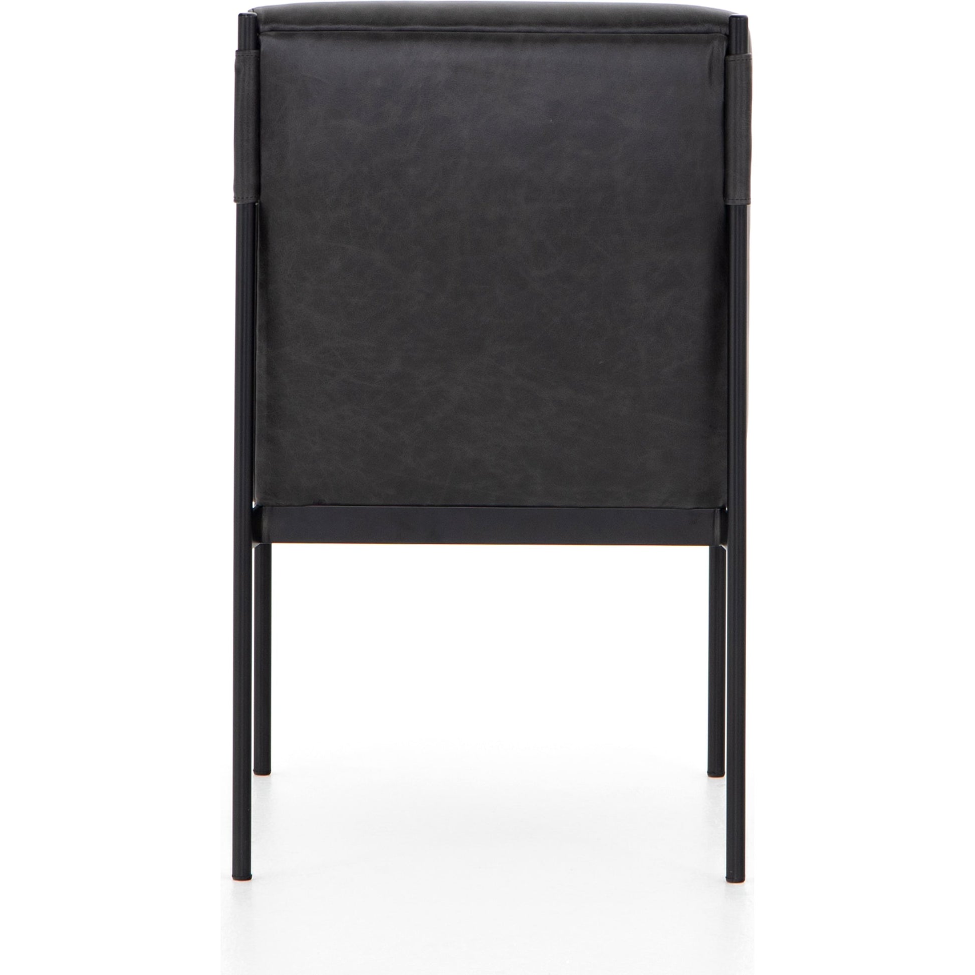 Klein Dining Chair by Four Hands in sonoma black. Made from top grain leather, iron, 100% polyester in a modern style.