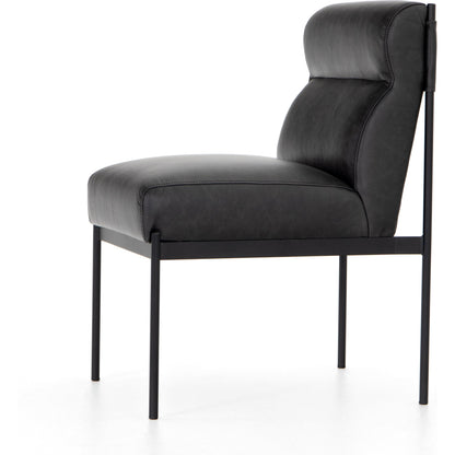 Klein Dining Chair by Four Hands in sonoma black. Made from top grain leather, iron, 100% polyester in a modern style.