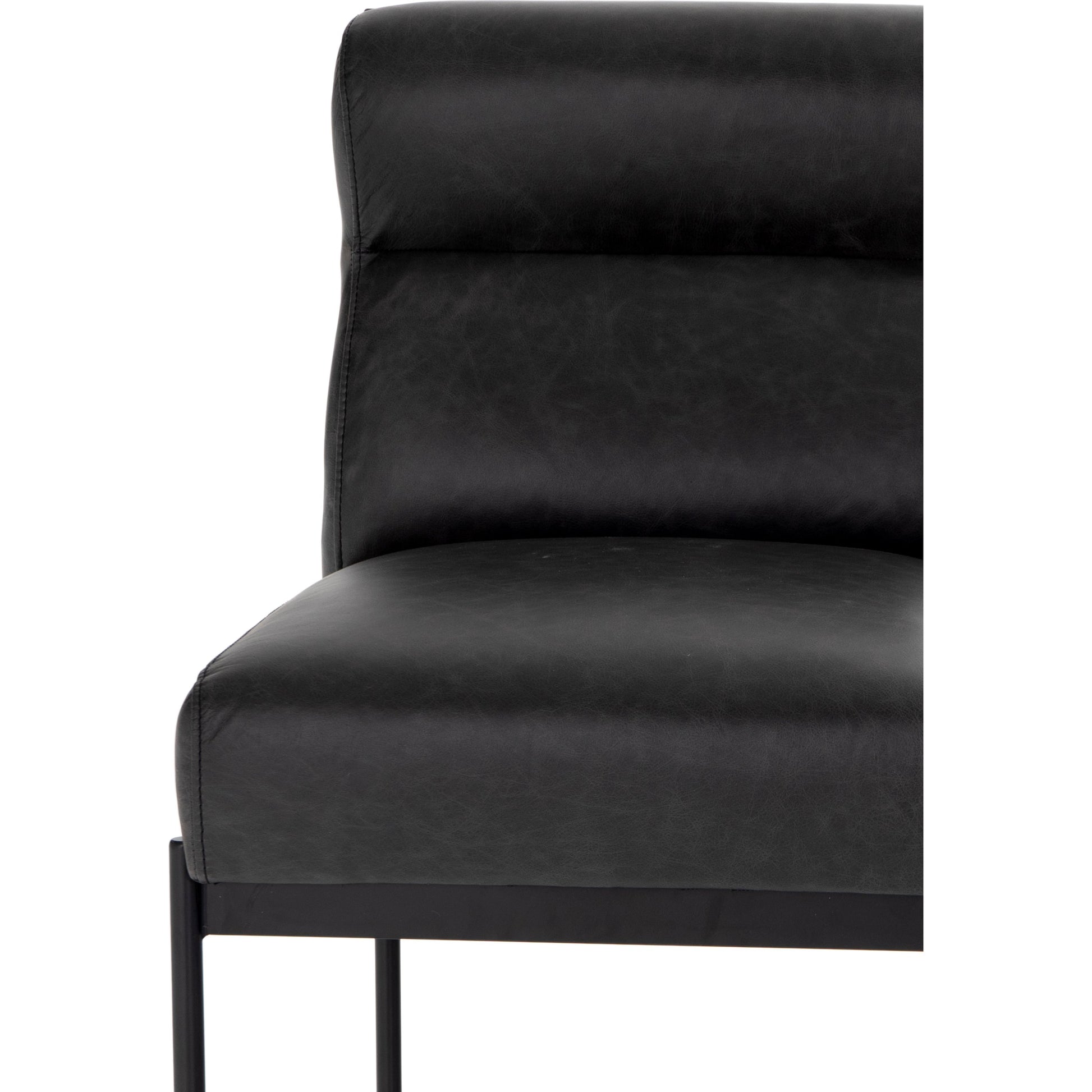 Klein Dining Chair by Four Hands in sonoma black. Made from top grain leather, iron, 100% polyester in a modern style.