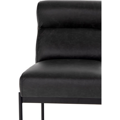 Klein Dining Chair by Four Hands in sonoma black. Made from top grain leather, iron, 100% polyester in a modern style.