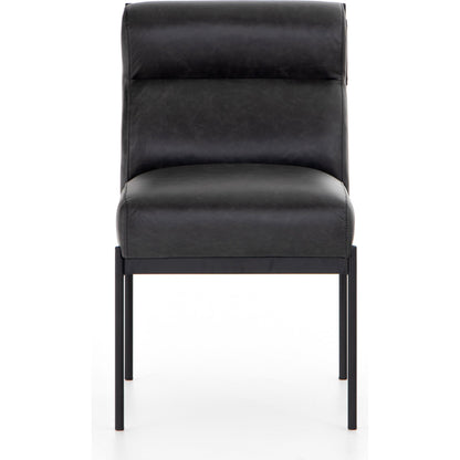 Klein Dining Chair by Four Hands in sonoma black. Made from top grain leather, iron, 100% polyester in a modern style.