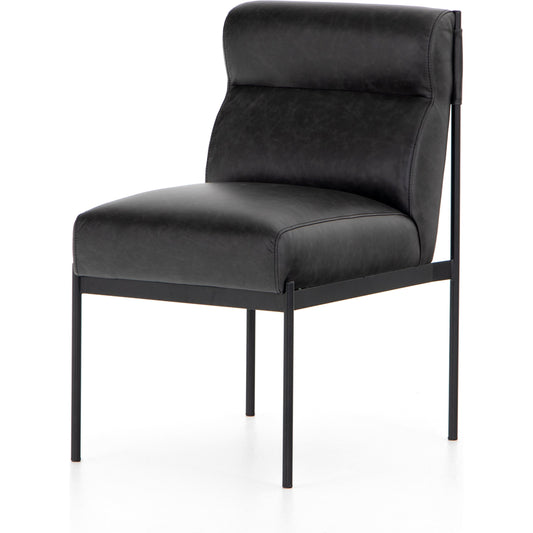 Klein Dining Chair by Four Hands in sonoma black. Made from top grain leather, iron, 100% polyester in a modern style.