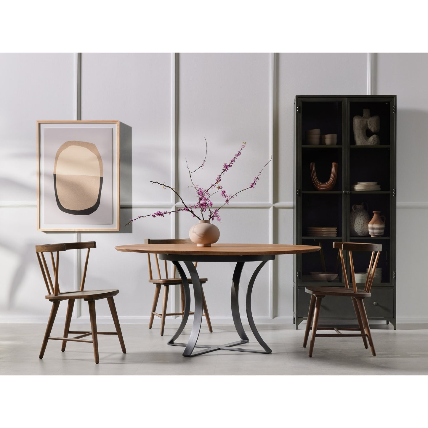 022 SI-1716197 | Lifestyle | Naples Dining Chair by Four Hands in light cocoa oak. Made from solid oak in a cottage & farmhouse style.