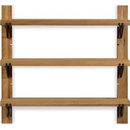 Pivott Shelf by Four Hands in dark iron, natural oak. Made from iron, oak veneer, solid oak in a rustic style.