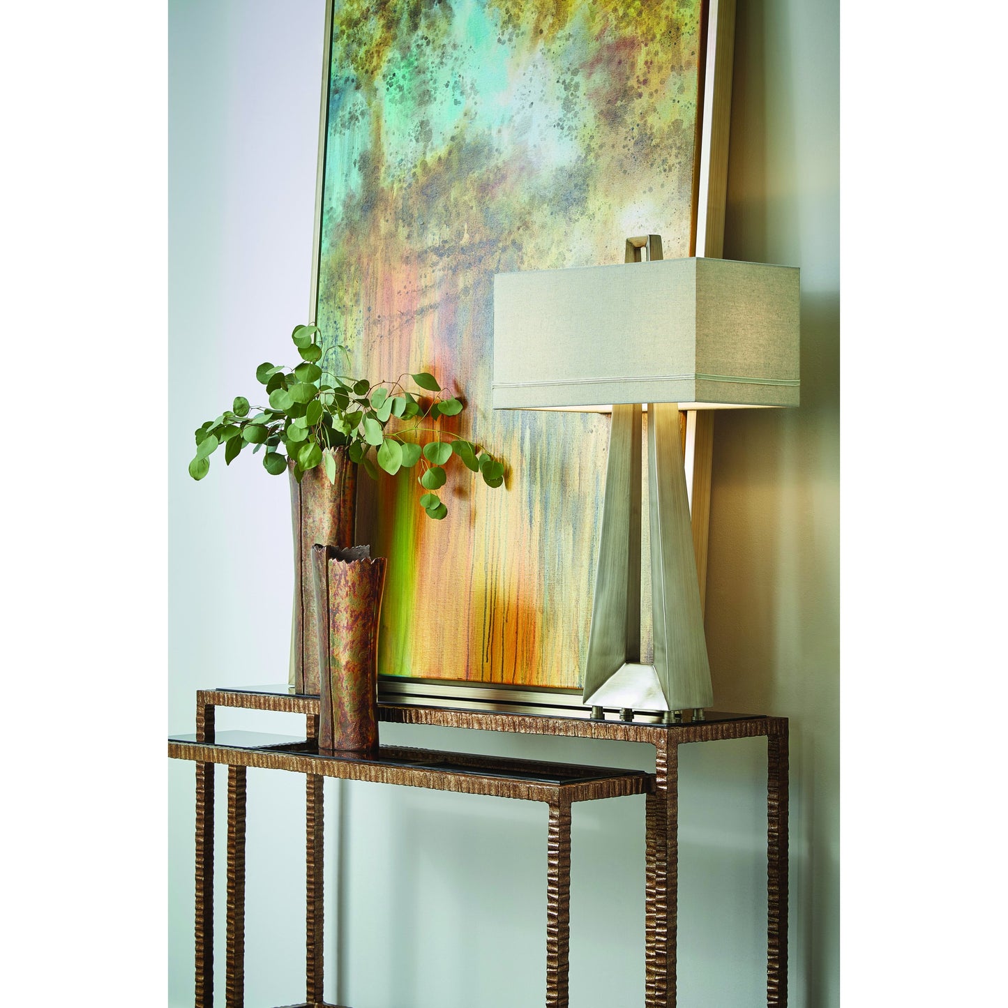 005 SR-386414 | Lifestyle | Skyway Lamp by Wildwood in antique silver. Made from composite in a modern style.