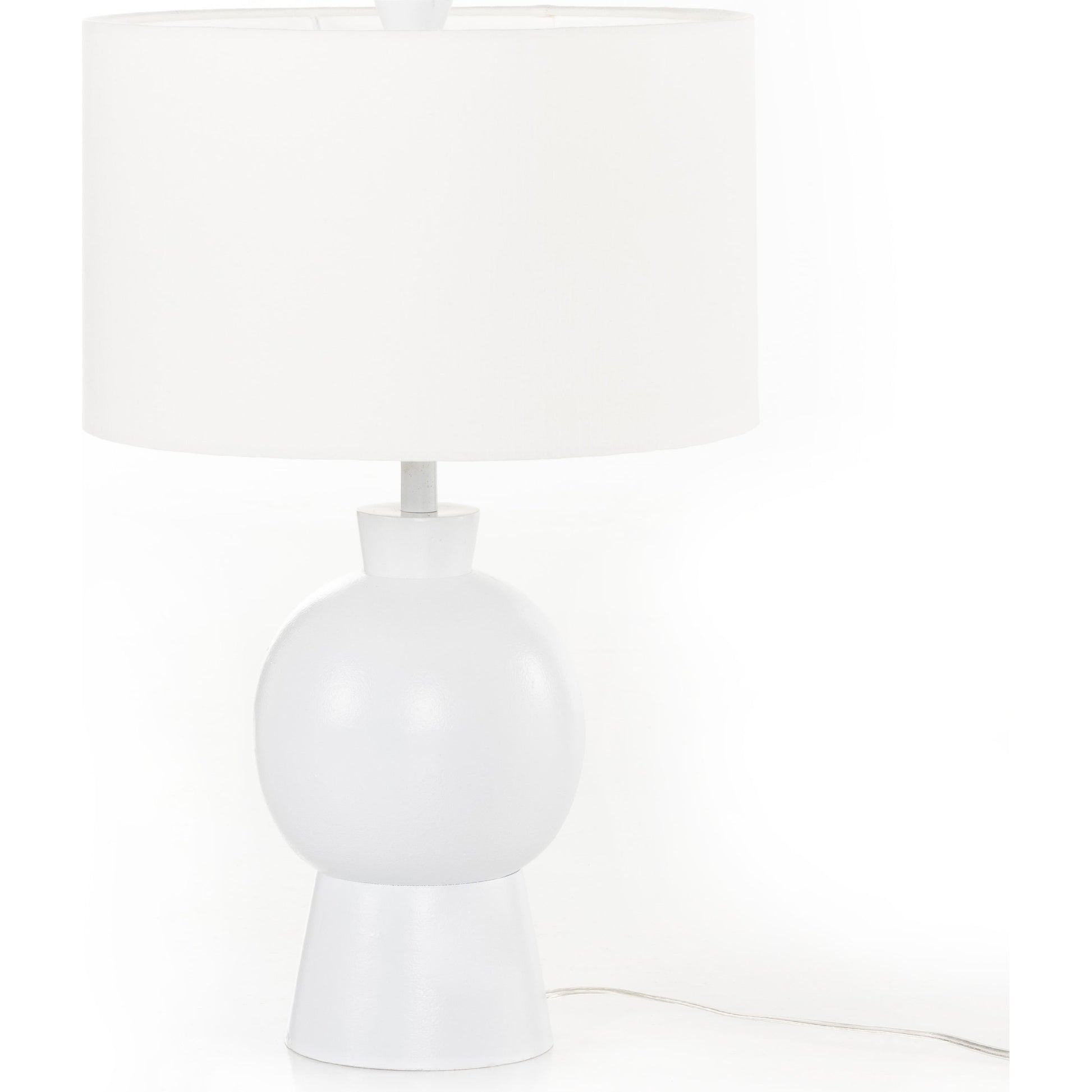 Kelita Table Lamp by Four Hands in textured black. Made from aluminum, 60% polyester, 40% viscose (rayon), thermoplastic in a transitional style.