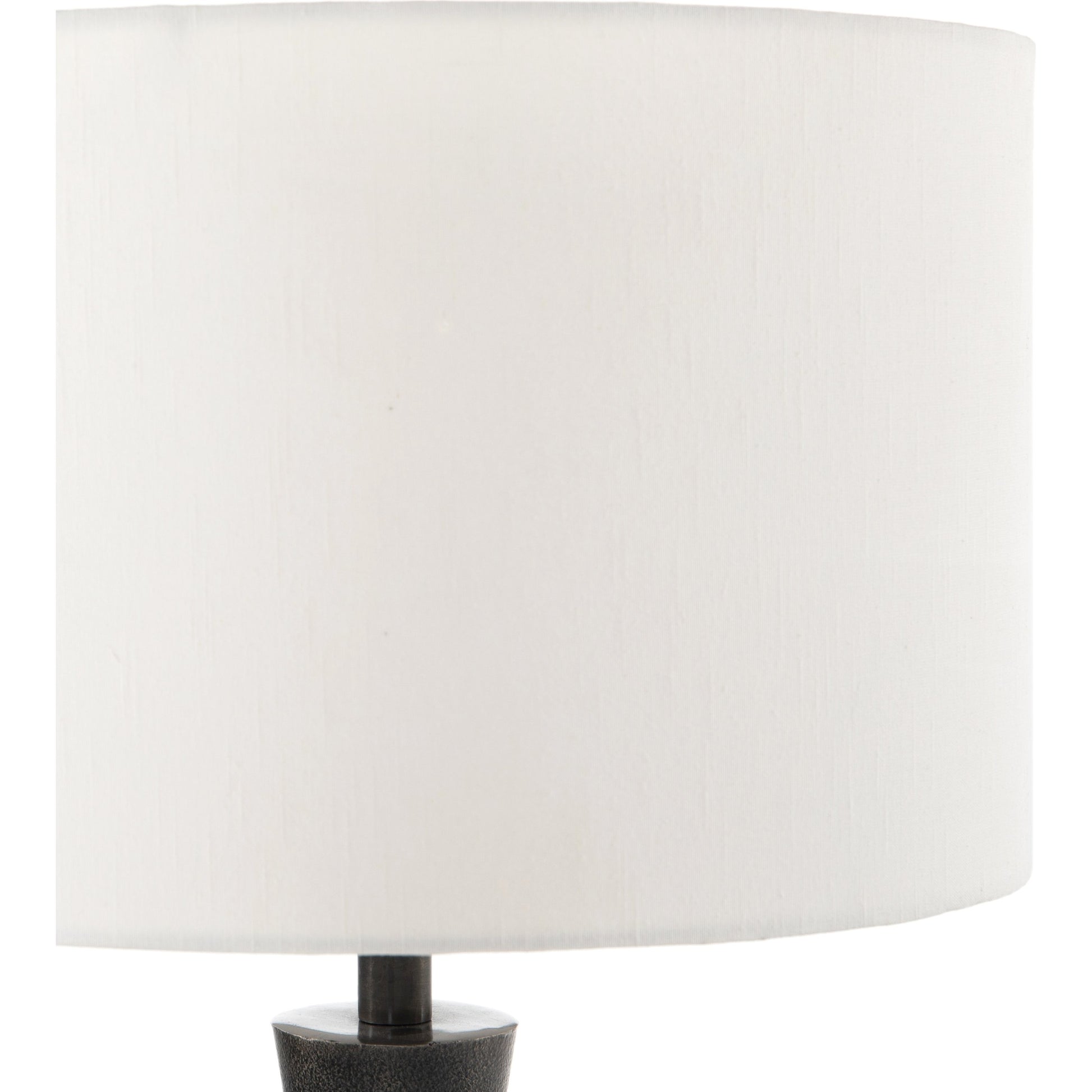 Kelita Table Lamp by Four Hands in textured black. Made from aluminum, 60% polyester, 40% viscose (rayon), thermoplastic in a transitional style.