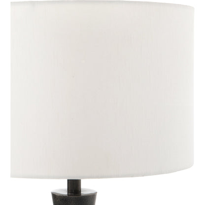 Kelita Table Lamp by Four Hands in textured black. Made from aluminum, 60% polyester, 40% viscose (rayon), thermoplastic in a transitional style.