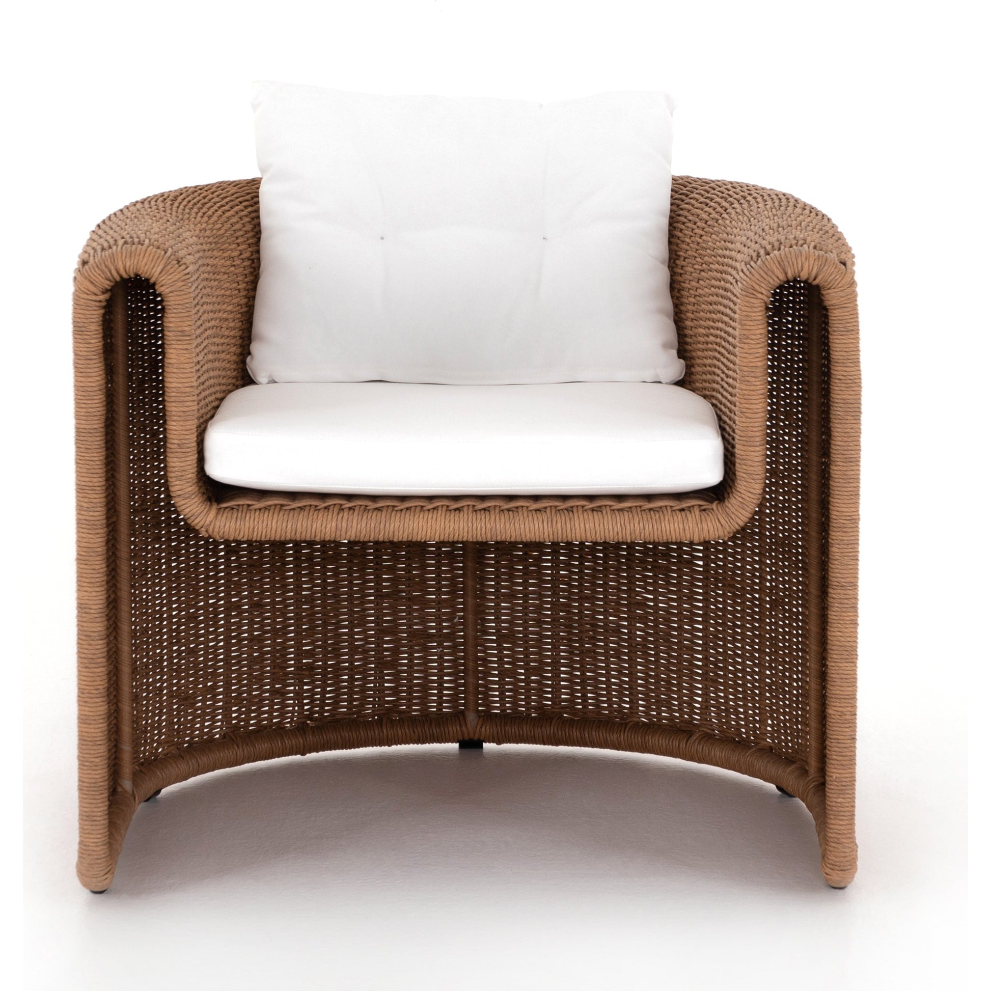 Tucson Woven Outdoor Chair by Four Hands. Made from 100% olefin, 100% polyethylene, iron in a coastal style.