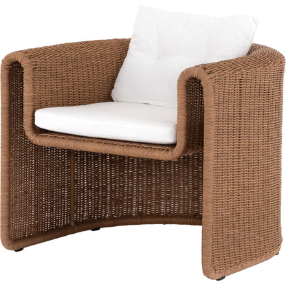 Tucson Woven Outdoor Chair by Four Hands. Made from 100% olefin, 100% polyethylene, iron in a coastal style.
