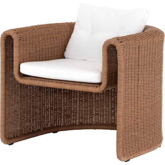 Tucson Woven Outdoor Chair by Four Hands. Made from 100% olefin, 100% polyethylene, iron in a coastal style.