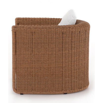 Tucson Woven Outdoor Chair by Four Hands. Made from 100% olefin, 100% polyethylene, iron in a coastal style.